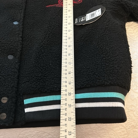 NWT RVCA Dream Team Bomber Jacket, black with rainbow, women’s size Medium, - Picture 12 of 12